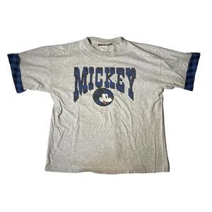 Mickey Mouse Disney Vintage‎ 90s Plaid Sleeve Shirt